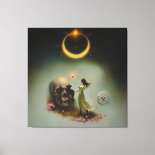 Eclipse Priestess Moon Occult Dark Witchy AI Art Canvas Print