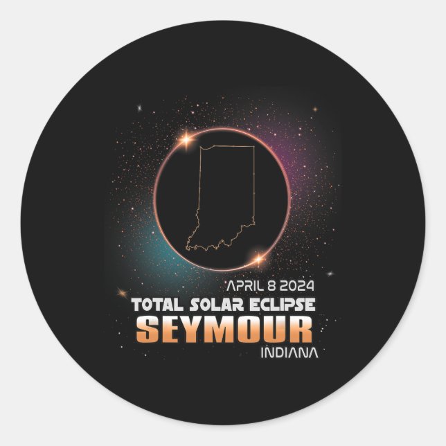 Eclipse Seymour Indiana Total Solar Eclipse 2024  Classic Round Sticker (Front)