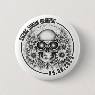 Eclipse skull 2 inch round button
