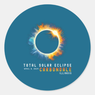 Eclipse Solar Total April 8 2024 Carbondale Illino Classic Round Sticker