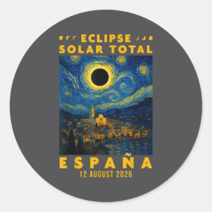 Eclipse Solar Total España 2026 Classic Round Sticker