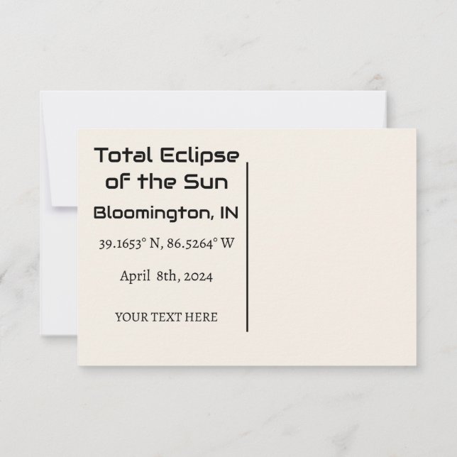 Éclipse totale de la carte postale personnalisée S (Dos)