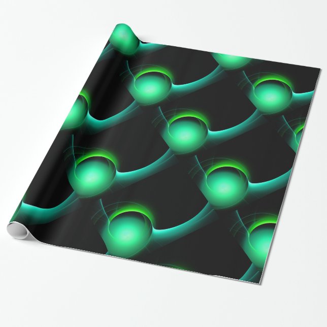 ECLIPSE Vibrant Green Black Wrapping Paper (Unrolled)