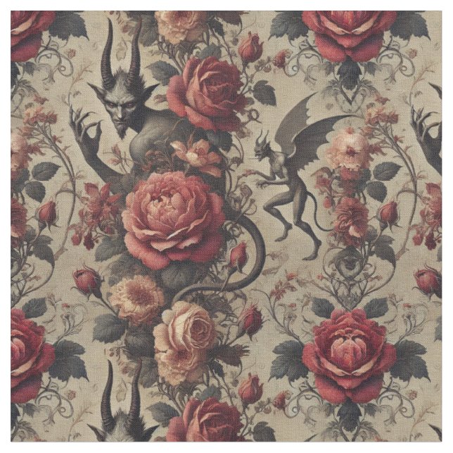 Eclipsed Grace – Gothic Victorian Classic Tile Fabric (Close Up)
