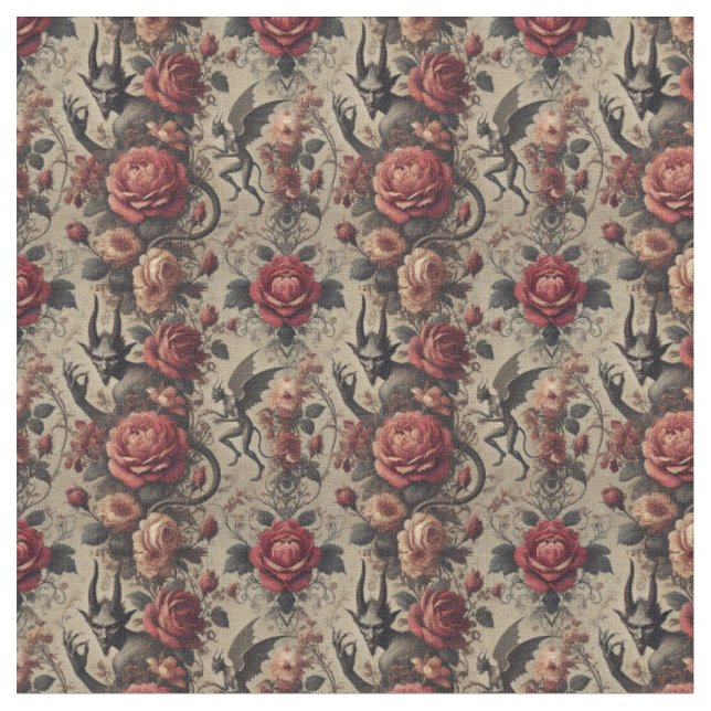 Eclipsed Grace – Gothic Victorian Dense Tile Fabric (Close Up)