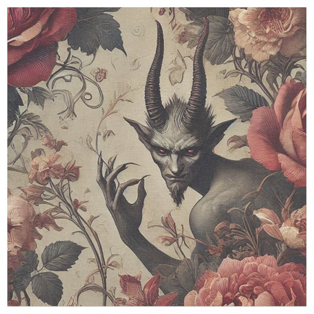 Eclipsed Grace – Gothic Victorian Statement Tile Fabric (Close Up)