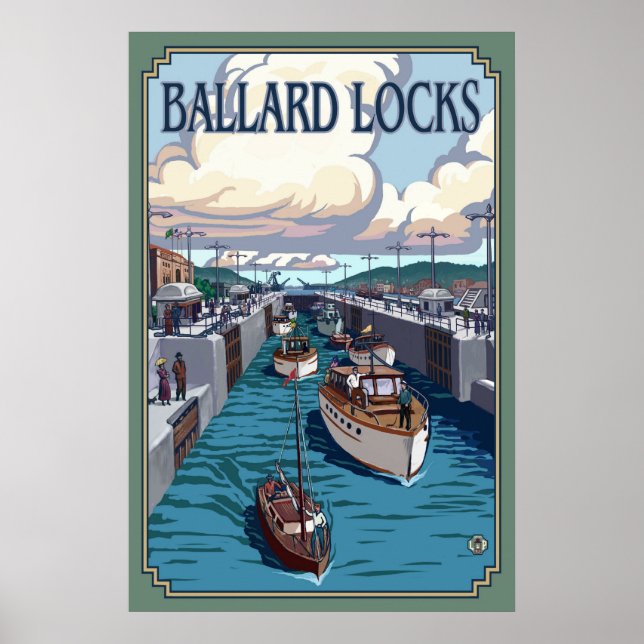 Écluses de ballard - Seattle, WA Poster Vintage vo (Devant)