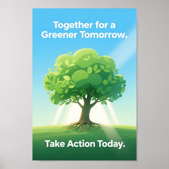 Eco Awareness Tree Illustration Green Earth Poster (Front)