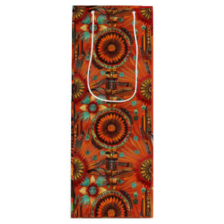 Eco-Chic Cyan "Intricate Echoes" Glossy Wine Bag