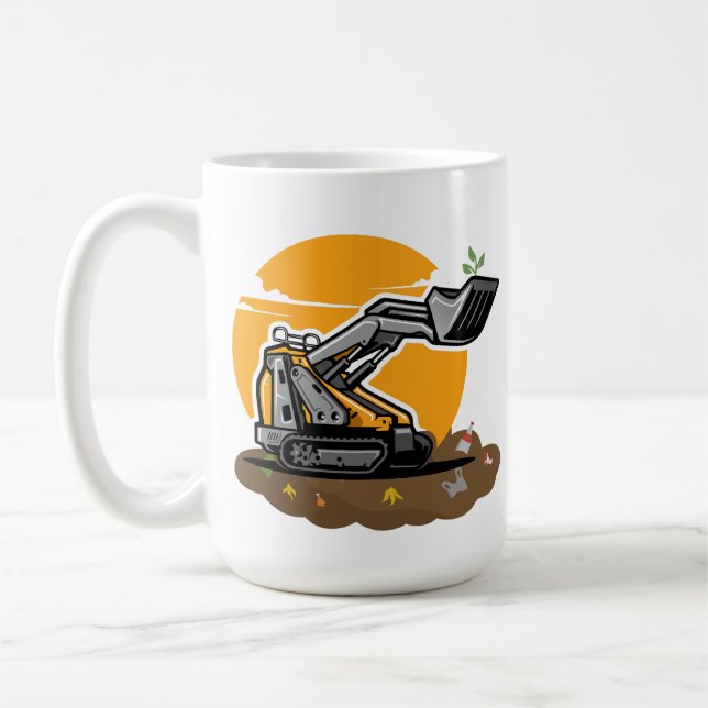 Eco Excavator Planting Greenery in Trash Cleanup  Coffee Mug (Left)