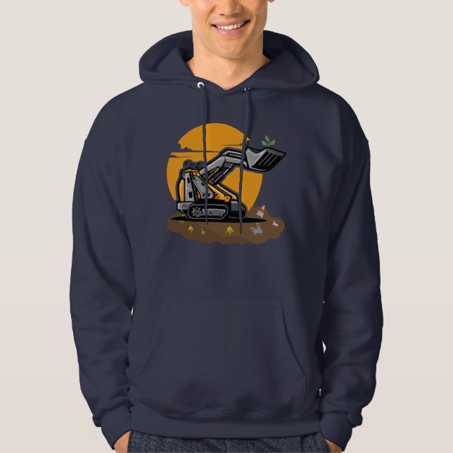 Eco Excavator Planting Greenery in Trash Cleanup  Hoodie (Front)