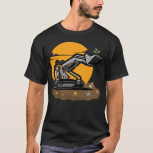Eco Excavator Planting Greenery in Trash Cleanup T-Shirt