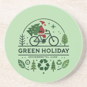 Eco-Friendly Christmas Decor Green Holiday Art Coaster