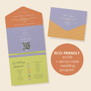 Eco Friendly Citrus Green Wedding All In One Invitation