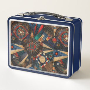 Eco-Friendly Cyan "Ancient Indigenous Chronicles"  Metal Lunch Box