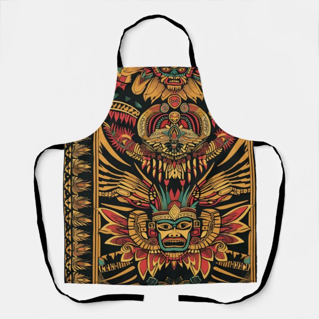 Eco-Friendly Cyan "Aztec Dream" Art Apron (Front)