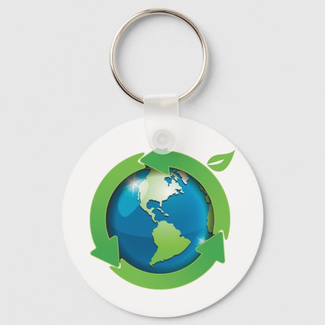 Eco Friendly Earth Recycling Symbol Keychain (Front)