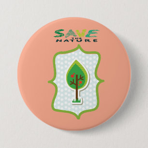 Eco-Friendly Evergreen Design 3 Inch Round Button