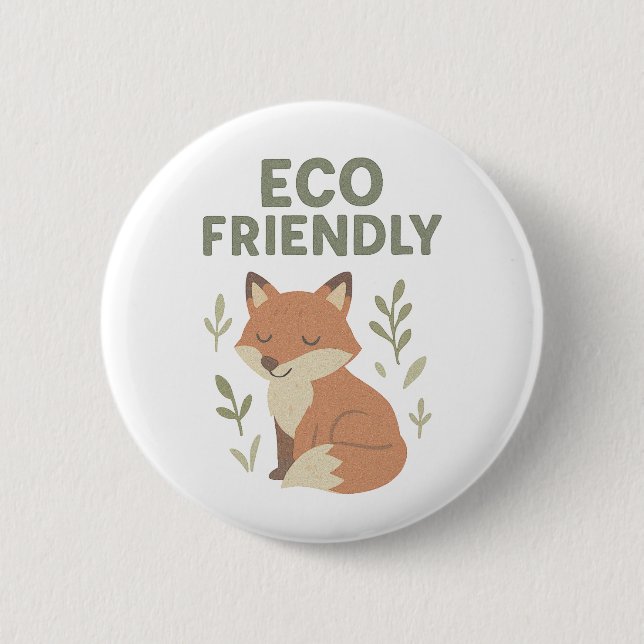 Eco Friendly Fox 2 Inch Round Button (Front)