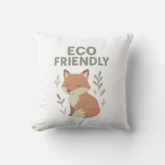 Eco Friendly Fox Throw Pillow