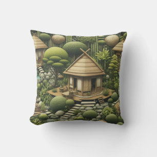 Eco-friendly Gardens and Buildings in Harmony  Throw Pillow