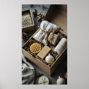 eco friendly gift box handmade soaps, beeswax wrap poster