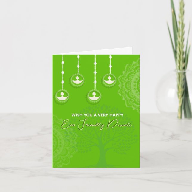 Eco friendly green Diwali Holiday Card (Front)