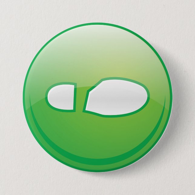 Eco-Friendly Green Footprint Icon 3 Inch Round Button (Front)