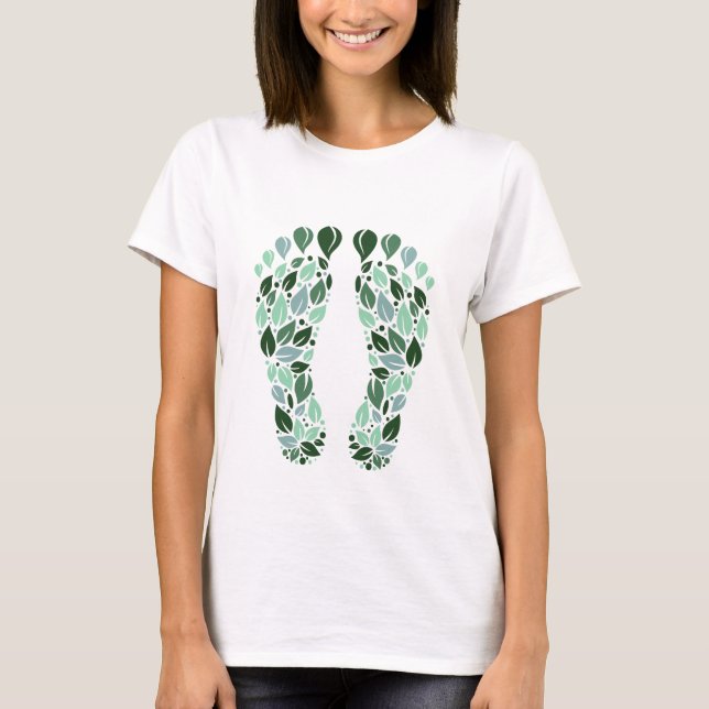 Eco Friendly Green Leaf Footprint T-Shirt (Front)