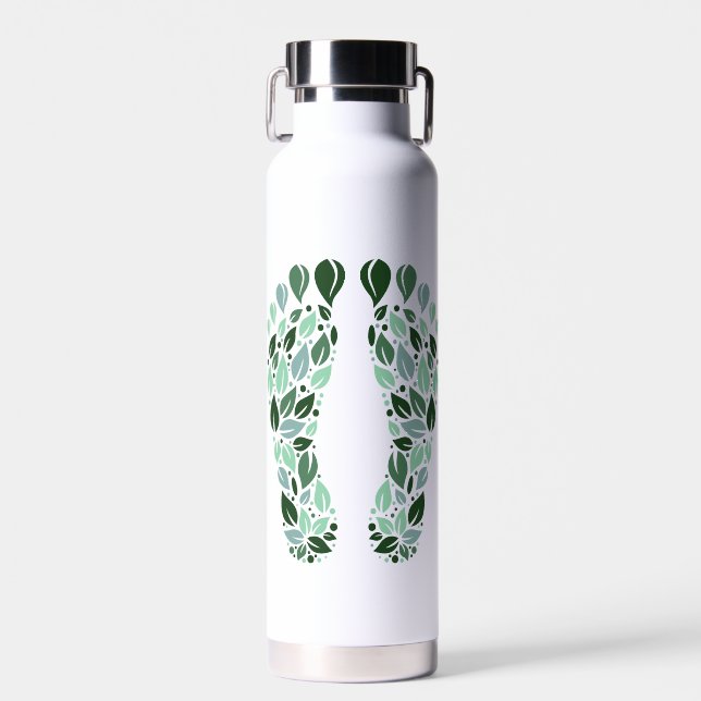 Eco Friendly Green Leaf Footprint Water Bottle (Front)