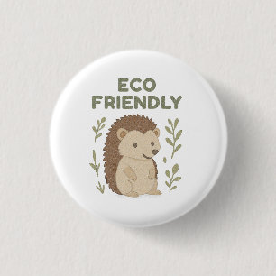 Eco Friendly Hedgehog 1 Inch Round Button