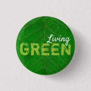 Eco Friendly Living Green 1 Inch Round Button