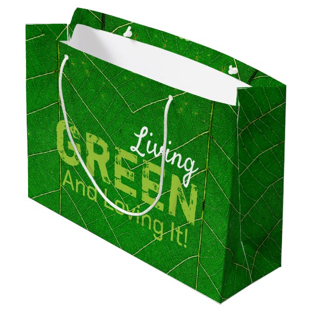 Eco Friendly Living Green Large Gift Bag (Back Angled)