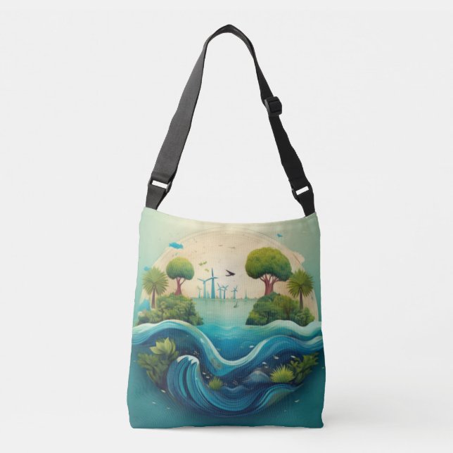 Eco-Friendly Nature and Renewable Energy Design Crossbody Bag (Front)
