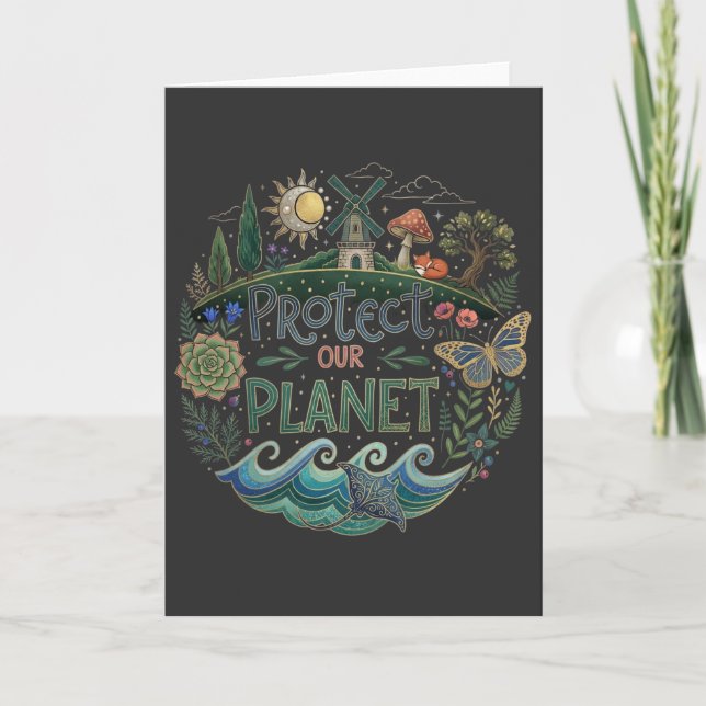 Eco Friendly Protect Our Planet nature lover gift Card (Front)