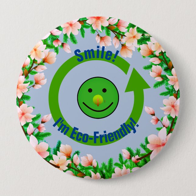 Eco-friendly Smile 4 Inch Round Button (Front)