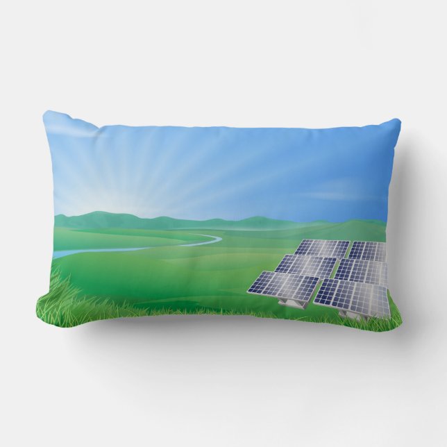 Eco-Friendly Solar Panel Landscape Lumbar Pillow (Front)