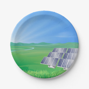 Eco-Friendly Solar Panel Landscape Paper Plate
