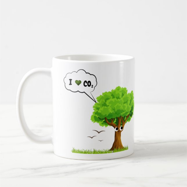 Eco-Friendly Tree Love CO2  Coffee Mug (Left)