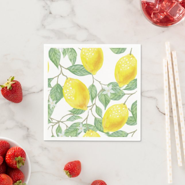 Eco-Friendly Vibrant Lemon Cocktail Napkin (Insitu)