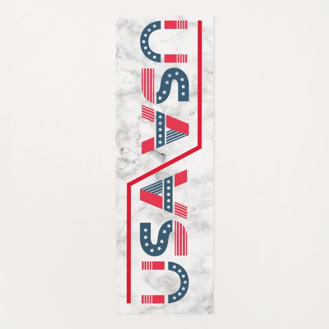 Eco Friendly White Marble Texture Custom Name Yoga Mat (Front)