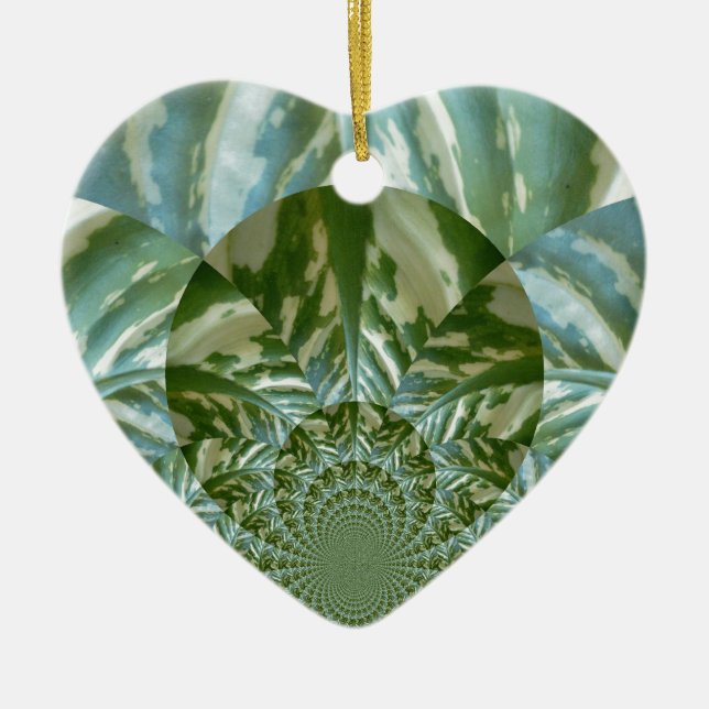 Eco Green Camo Kaleidoscope Art Print Design Ceramic Ornament (Front)