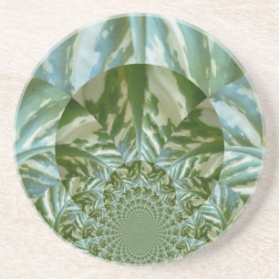 Eco Green Camo Kaleidoscope Art Print Design Coaster