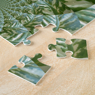 Eco Green Camo Kaleidoscope Art Print Design Jigsaw Puzzle