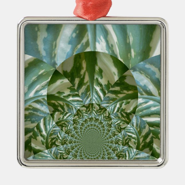 Eco Green Camo Kaleidoscope Art Print Design Metal Ornament (Front)
