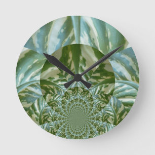 Eco Green Camo Kaleidoscope Art Print Design Round Clock