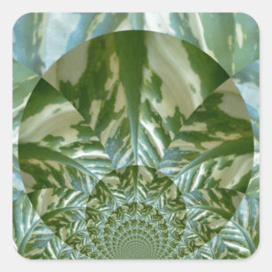 Eco Green Camo Kaleidoscope Art Print Design Square Sticker