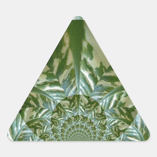 Eco Green Camo Kaleidoscope Art Print Design Triangle Sticker (Front)