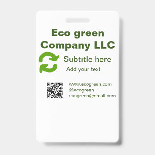 Eco green company name q r code website email deta badge