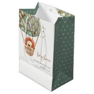 Eco Green Hot Air Balloon Lion Magical Baby Shower Medium Gift Bag